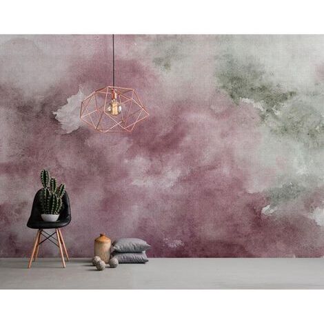 Papier peint panoramique abstrait motif brouillard Tapisserie panoramique rose idéale pour chambre Papier peint panoramique original pour bureau (1/3)