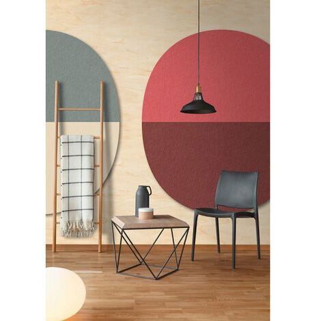 Papier peint panoramique rouge et beige design Tapisserie panoramique tendance à motif cercle Papier peint panoramique cuisine et couloir (1/3)