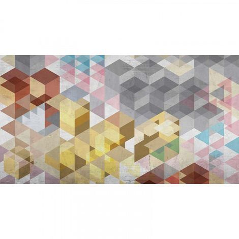 Papier peint panoramique idéal pour bureau Tapisserie panoramique style graphique Papiers peints panoramiques multicolores (1/3)