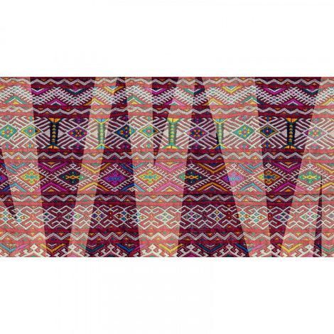 Papier peint panoramique oriental bordeaux Tapisserie panoramique ethnique effet textile pour chambre Papier peint panoramique salon & cage d'escalier (1/3)