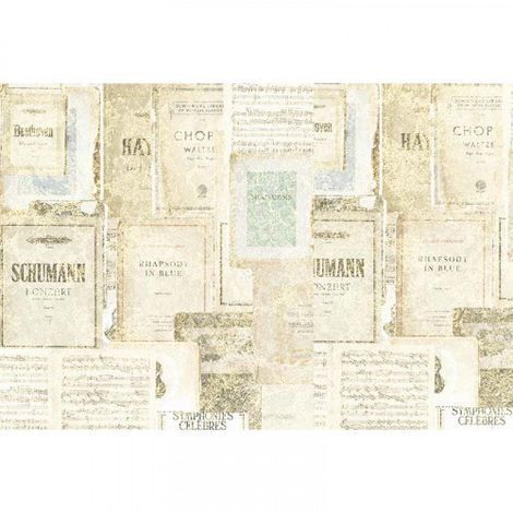 Papier peint panoramique vintage affiche concert Tapisserie panoramique beige affiches musique Papier peint panoramique idéal bureau & salon (1/3)