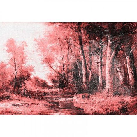 Papier peint panoramique forêt rose Tapisserie panoramique ntaure rose pour salon Papier peint panoramique paysage pour chambre (1/3)