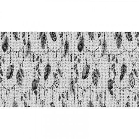 Papier peint panoramique noir et blanc motif nature Tapisserie panoramique design motif feuille Papiers peints panoramique imitation puzzle (1/3)