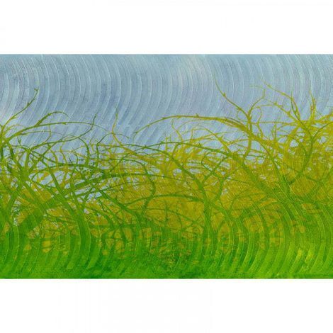 Papier peint panoramique nature vert & bleu avec relief Tapisserie panoramique original motif ronces Papier peint panoramique pour couloir arbre (1/3)