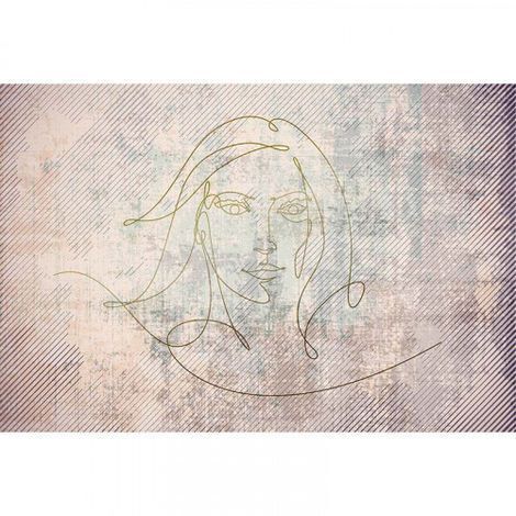 Papier peint panoramique visage féminin pour bureau Tapisserie panoramique originale pour chambre Papier peint panoramique effet textile (1/3)