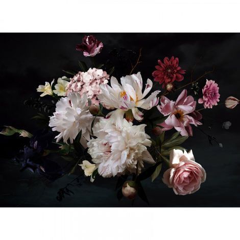 Papier peint panoramique élégant motif floral Tapisserie panoramique florale originale pour salon Papier peint panoramique idéal pour chambre adulte (1/4)