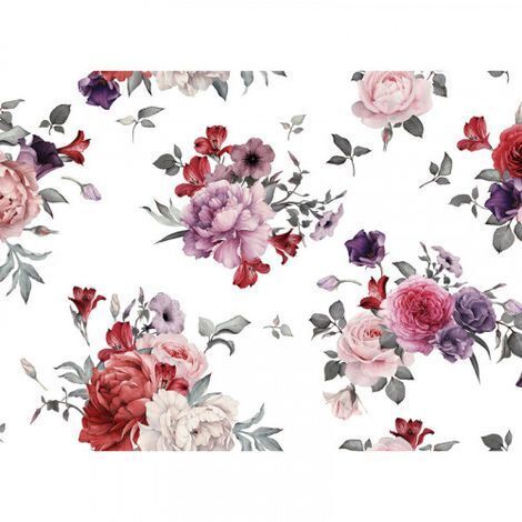 Papier peint panoramique rose élégant motif floral Tapisserie panoramique idéale pour chambre Papier peint panoramique nature floral pour salon (1/4)