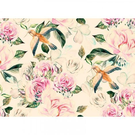 Papier peint panoramique floral pour salon Tapisserie panoramique élégant motif oiseau Papier peint panoramique nature original pour chambre (1/4)