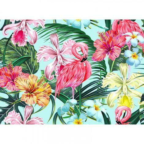 Papier peint panoramique floral motif animaux pour salon Tapisserie panoramique motif flamant rose Papier peint panoramique bureau design (1/4)