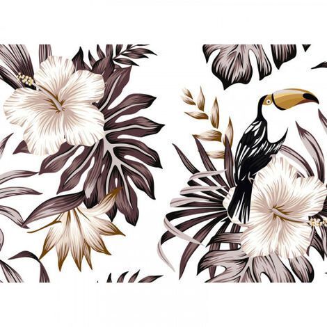Papier peint panoramique floral original Tapisserie panoramique animaux pour salon Papier peint panoramique toucan pour chambre (1/4)