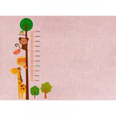 Papier peint panoramique rose pour chambre enfant Tapisserie panoramique idéale pour chambre fille Papier peint panoramique motif animaux (1/4)