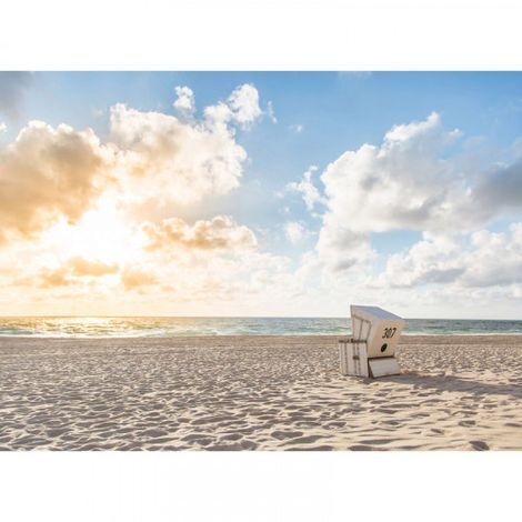 Papier peint panoramique plage ensoleillée Tapisserie panoramique moderne pour chambre d'adulte Papier peint panoramique bord de mer