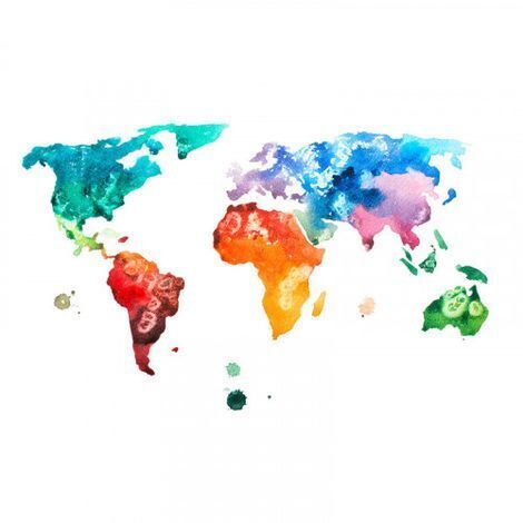 Papier peint panoramique carte du monde et ludique Tapisserie panoramique enfant ou chambre ado Papier peint panoramique coloré et détaillé (1/4)