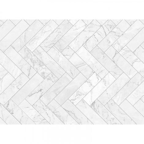 Papier peint panoramique gris et blanc Tapisserie panoramique moderne effet marbre Papier peint panoramique carrelage pour salle de bain (1/4)