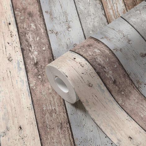 Rouleau de papier adhésif simulant des planches de bois vieillies