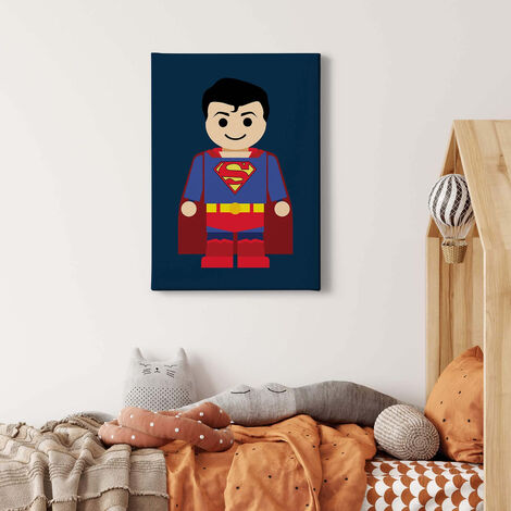 Tableau super-héro cape rouge pour chambre garçon, Tableau chambre enfant  rouge & bleu