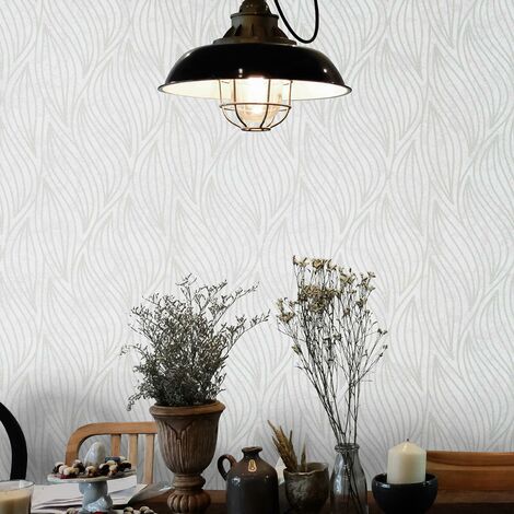 Papiet peint gris clair moderne salon | Tapisserie grise claire tendance motifs irisés | Papier peint couloir & chambre intissé (1/3)