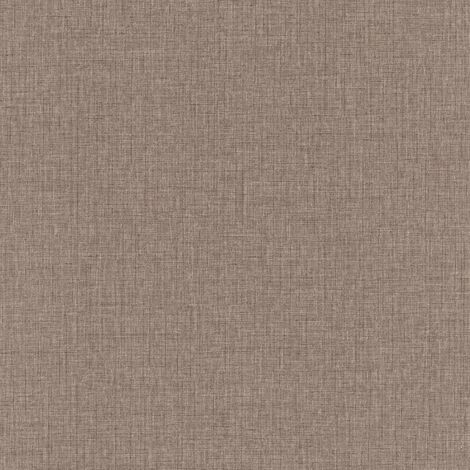 Papier peint uni marron aspect textile | Tapisserie marron unie idéale chambre | Papier peint unicolore intissé couloir & salon (1/2)