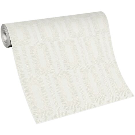Papier peint beige crème à motif géométrique Tapisserie moderne à motif pour bureau Papier peint art déco uni beige idéal chambre (1/3)