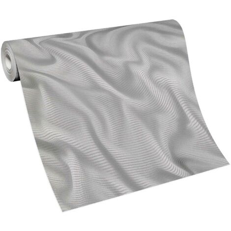 Papier peint graphique aspect textile gris  Tapisserie grisemotif ondulation chambre adulte  Papier peint intissé cuisine & couloir