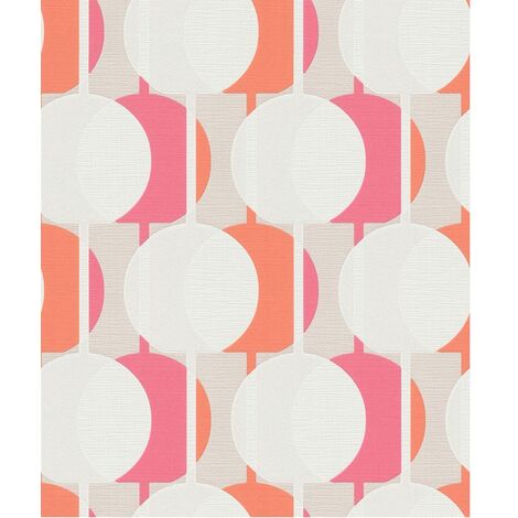 BRICOFLOR Papier Peint motif rose et orange  Tapisserie vintage pour salon, cuisine & plus  Papier Peint intissé moderne pour chambre (1/4)