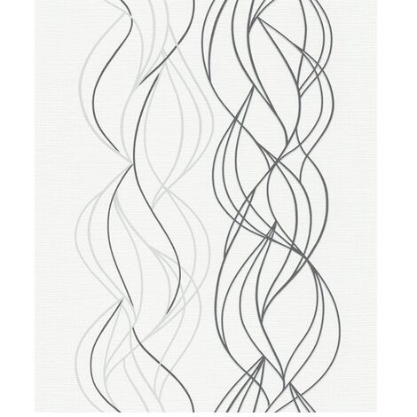 BRICOFLOR Papier Peint blanc et gris foncé Tapisserie intissée pour salon, cuisine & plus Papier Peint graphique moderne pour chambre (1/4)