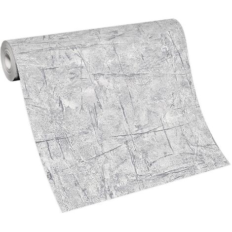 BRICOFLOR Papier Peint trompe l'oeil gris clair  Papier Peint imitation béton gris clair  Tapisserie intissée pour bureau, chambre & plus (1/5)