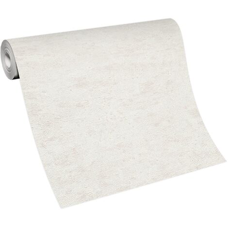 BRICOFLOR Papier Peint texturé blanc écru  Papier Peint intissé pour chambre, couloir & plus  Tapisserie unie effet brique et pierre blanc