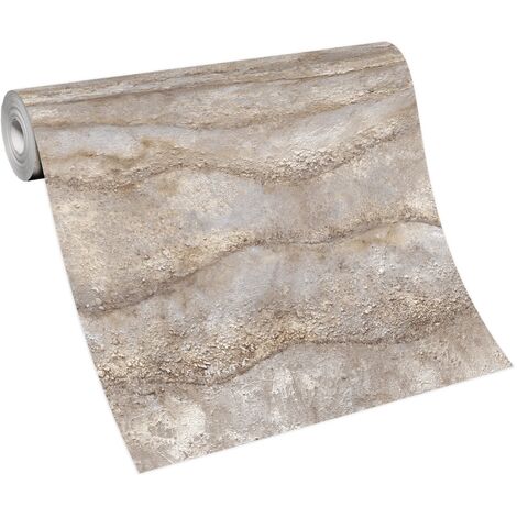 BRICOFLOR Papier Peint trompe l'oeil beige Tapisserie imitation pierre et brique pour bureau, salon & plus Papier Peint intissé fausse pierre (1/4)