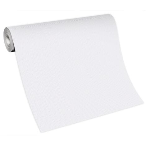 BRICOFLOR Papier Peint uni blanc  Papier Peint effet texturé blanc pour cusine, couloir & plus  Tapisserie intissée moderne blanche