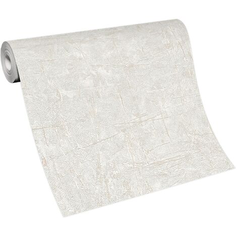 BRICOFLOR Papier Peint imitation béton blanc Tapisserie intissée béton pour bureau, salon & plus Papier Peint effet béton blanc (1/5)