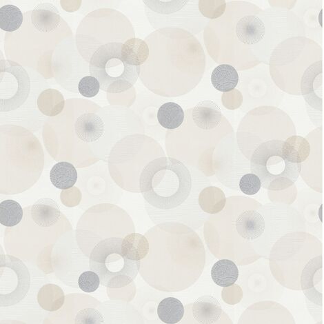 BRICOFLOR Papier Peint géométrique Papier Peint blanc, gris et crème pour salle de bain, cuisine & plus Tapisserie moderne motif gris (1/3)
