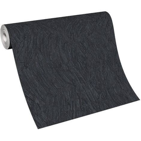 BRICOFLOR Papier Peint moderne noir pour salon  Tapisserie intissée pour chambre, cuisine & plus  Papier Peint texturé noir moderne (1/4)