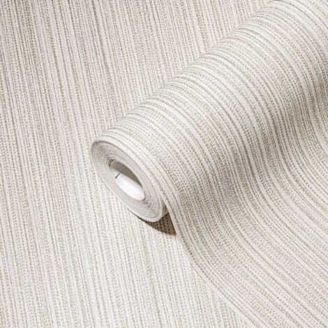 Papier peint lumineux aux lignes dorées Papier peint intissé élégant beige simple idéal pour les salles de bains et les chambres