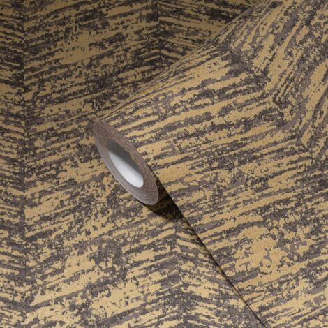 Papier peint graphique marron brun Tapisserie effet chevrons rayés Papier peint contemporain idéal pour chambre (1/5)