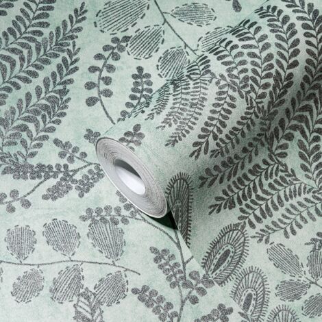 Papier peint feuillage vert clair Tapisserie feuille Papier peint intissé et embossé Facile à appliquer Idéal pour salon