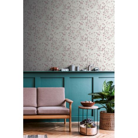 Papier peint à motif fleurs roses – Tissu non tissé 53cm x 10,05m – Raccord sauté 32cm – Facile à poser et décoller – A.S. Creations