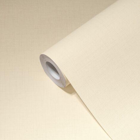 Papier peint intissé crème jaune pâle Tapisserie structurée effet textile gaufrage Papier peint moderne minimaliste idéal cuisine (1/5)