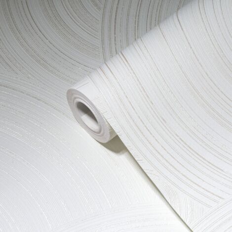 A.S. Creations – Papier peint graphique blanc et argent – Tapisserie ondulations vagues – Effet 3D pour salon – Application facile sur murs