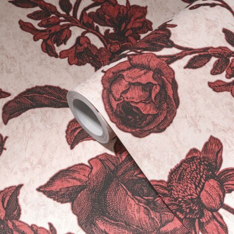 papier peint fleurs rouge, rose et noir - Livingwalls (1/5)