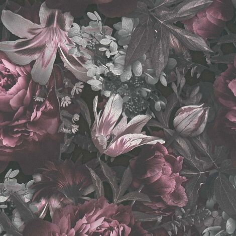 Papier peint romantique fleurs roses Tapisserie fleurs Papier peint intissé et embossé Idéal pour chambre