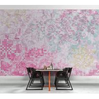 Papier peint panoramique multicolore à motifs croix | Tapisserie panoramique vintage et original | Papier peint panoramique cuisine et couloir - 270 x 400 cm (4 pièces)