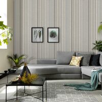 Papier peint rayure taupe, gris & beige chambre adulte | Tapisserie rayures grise salle à manger | Papier peint rayé intissé couloir
