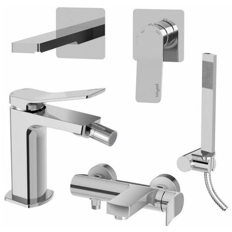 TI44 Set incasso piastra lavabo 24 cm bidet ed esterno vasca cromato TILT  PAFFONI