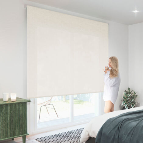 KAATEN Estor Enrollable Screen  Apertura 10%  Medidas 135x250  Color: Blanco Lino  Fabricado en Europa  Garantía 3 años