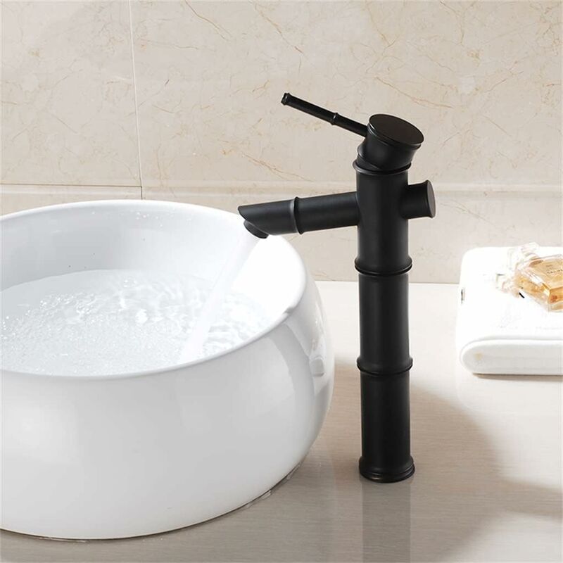 Küche Badezimmer Waschbecken Wasserhahn Klassische Form Leicht Wasserfall Heißes Und Kaltes Wasser Mischbatterien Deck Installation-schwarz