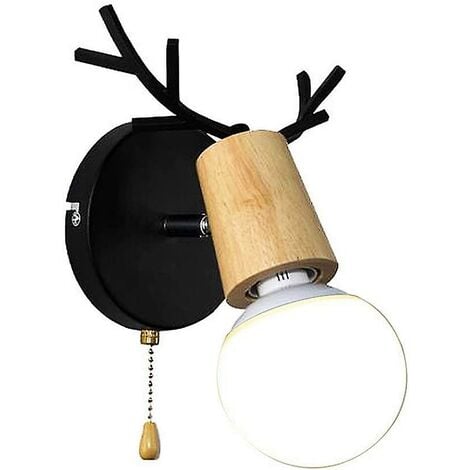 BRILLIANT Lampe, Vonnie Wandspot schwarz/holzfarbend, Metall/Holz/Textil, 1x  A60, E27, 25W,Normallampen (nicht enthalten)