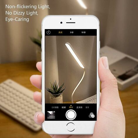 Kabellose LED-Schreibtischlampe, wiederaufladbar über USB, 2000 mAh, Touch-dimmbar, 3 Farbmodi, tragbare Buch-Leselampe