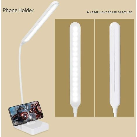 Kabellose LED-Schreibtischlampe, wiederaufladbar über USB, 2000 mAh, Touch-dimmbar, 3 Farbmodi, tragbare Buch-Leselampe