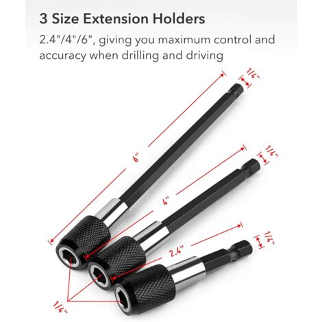 6x Bithalter Magnetisch 1/4 Zoll - 60mm Schnellwechselsystem Für Bohrmaschinen & Akkuschrauber